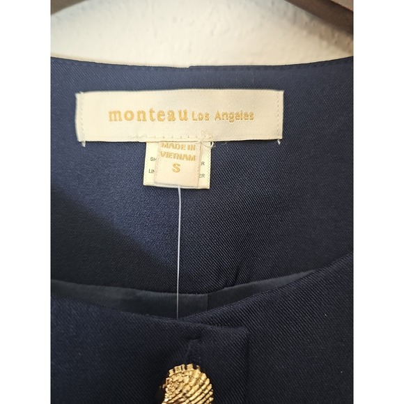 Monteau Los Angeles Navy Blue Sleeveless Blazer Vest Size Small - Picture 3 of 9